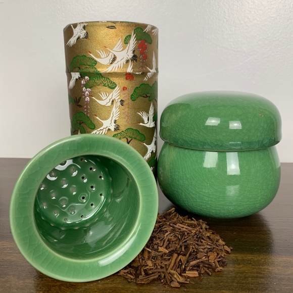 🍁 Celadon Crackle Ceramic Tea Cup/Strainer/Lid - Picture 6 of 6